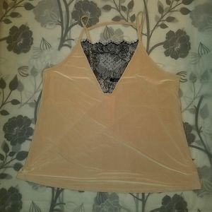 ★2/$30 Boohoo Black Lace Cami Tan/Beige Slinky